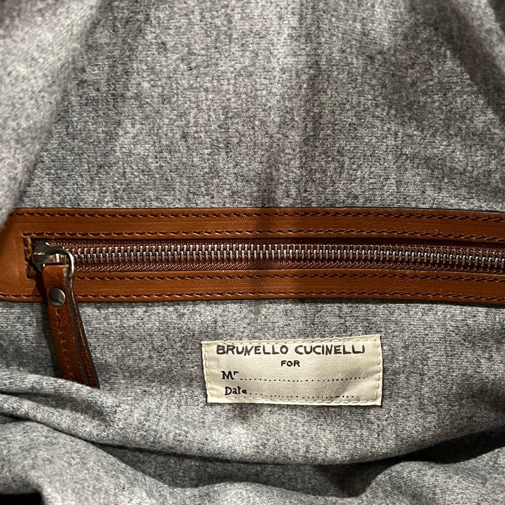 $7K Brunello Cucinelli Soft Glove Leather Duffle Weekend Bag Brown Cognac Unisex - Picture 14 of 15